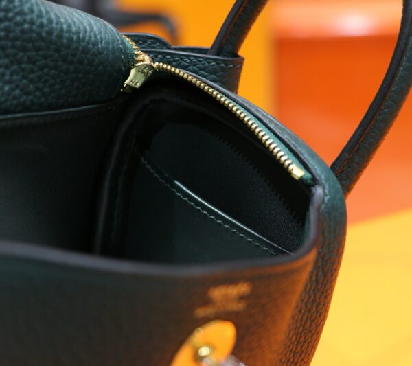 DR96 Factory Mini Lindy Togo Leather Deep Green Gold Hardware 20cm Full Handmade