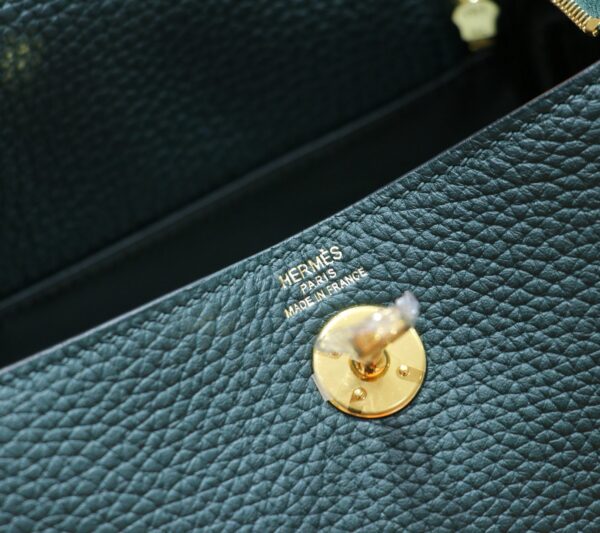 DR96 Factory Mini Lindy Togo Leather Deep Green Gold Hardware 20cm Full Handmade