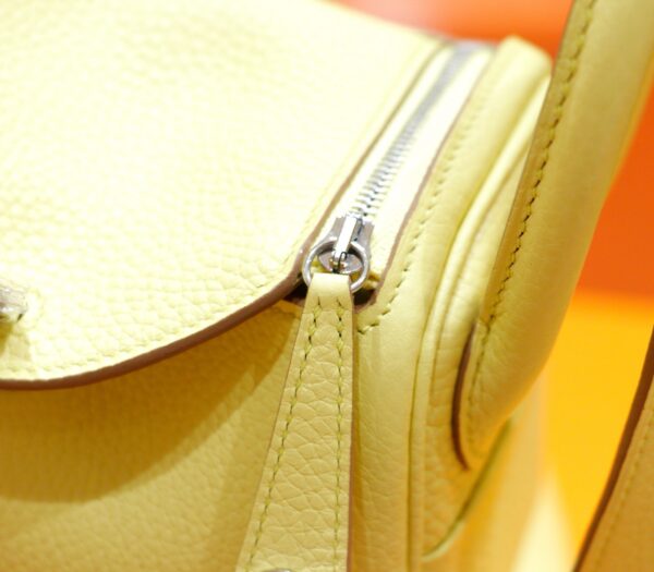 DR96 Factory Mini Lindy Togo Leather Lemon Yellow Silver Hardware 20cm Full Handmade