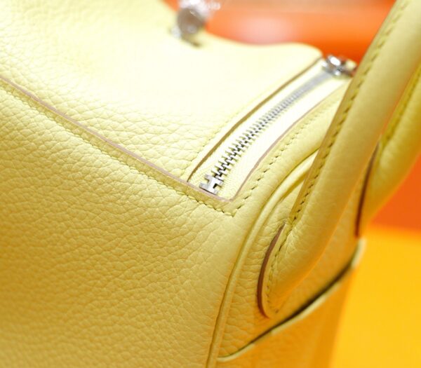DR96 Factory Mini Lindy Togo Leather Lemon Yellow Silver Hardware 20cm Full Handmade