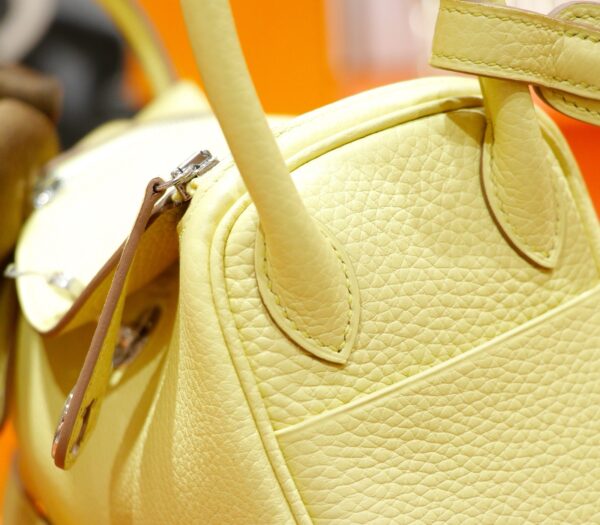 DR96 Factory Mini Lindy Togo Leather Lemon Yellow Silver Hardware 20cm Full Handmade