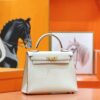 DR96 Factory Kelly Ostrich Leather Woll White Gold Hardware 25cm Full Handmade