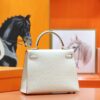 DR96 Factory Kelly Ostrich Leather Woll White Gold Hardware 25cm Full Handmade