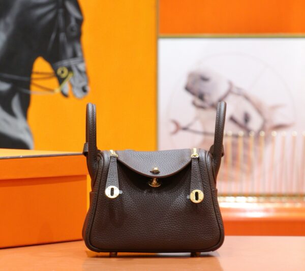 DR96 Factory Mini Lindy Togo Leather Ebony Color Gold Hardware 20cm Full Handmade