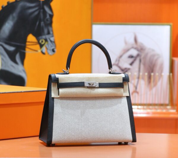 wsxc1763119160857_1 DR96 Factory Kelly Swift Leather & Canvas CK89 Black Silver Hardware 25cm Full Handmade