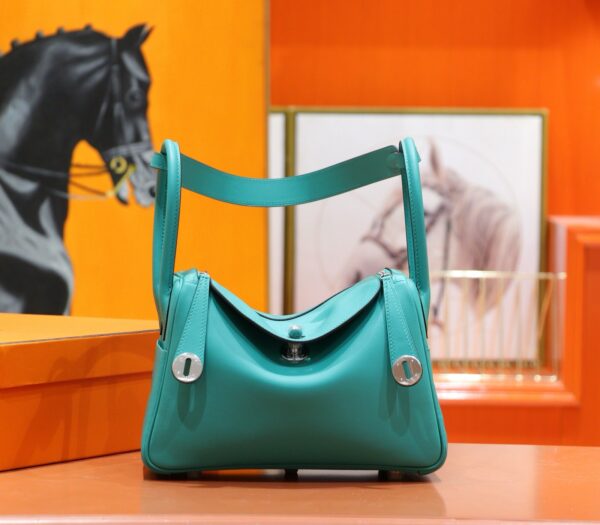 DR96 Factory Lindy Swift Leather Peacock Green Silver Hardware 26cm Full Handmade