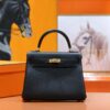 DR96 Factory Kelly Togo Leather CK89 Black Gold Hardware 25cm Full Handmade