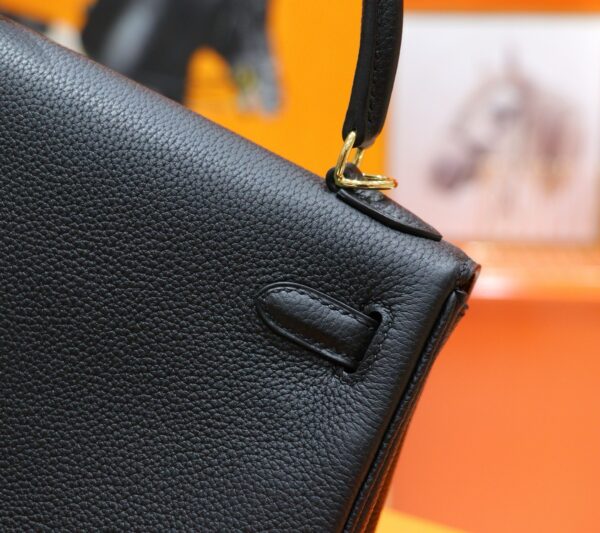 DR96 Factory Kelly Togo Leather CK89 Black Gold Hardware 25cm Full Handmade