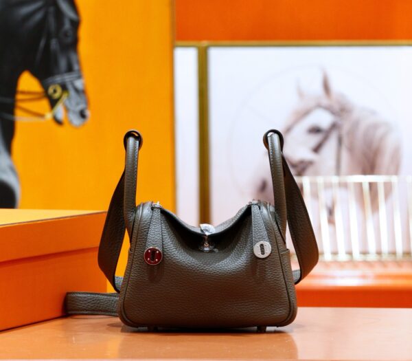 DR96 Factory Mini Lindy Togo Leather Deep Grey Silver Hardware 19cm Full Handmade