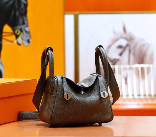 DR96 Factory Mini Lindy Togo Leather Deep Grey Silver Hardware 19cm Full Handmade