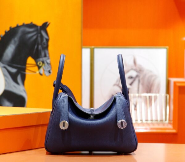 DR96 Factory Lindy Togo Leather Gem Blue Silver Hardware 26cm Full Handmade