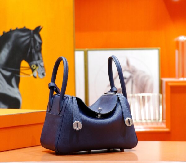 DR96 Factory Lindy Togo Leather Gem Blue Silver Hardware 26cm Full Handmade