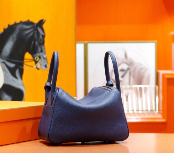 DR96 Factory Lindy Togo Leather Gem Blue Silver Hardware 26cm Full Handmade