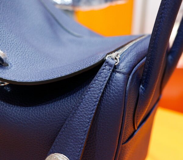 DR96 Factory Lindy Togo Leather Gem Blue Silver Hardware 26cm Full Handmade