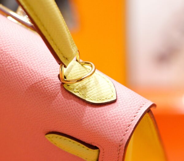 DR96 Factory Kelly Epsom Leather Sweety Pink & Yellow Gold Hardware 25cm Full Handmade
