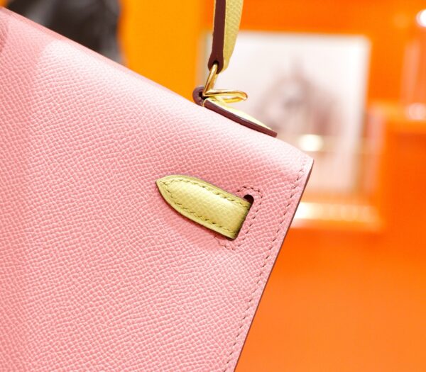 DR96 Factory Kelly Epsom Leather Sweety Pink & Yellow Gold Hardware 25cm Full Handmade