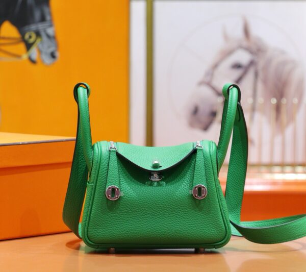 DR96 Factory Mini Lindy Togo Leather Fresh Green Silver Hardware 20cm Full Handmade