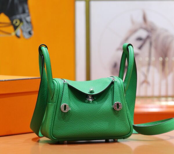 DR96 Factory Mini Lindy Togo Leather Fresh Green Silver Hardware 20cm Full Handmade