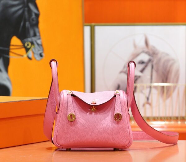 DR96 Factory Mini Lindy Togo Leather Sakura Pink Gold Hardware 20cm Full Handmade