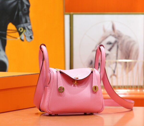 DR96 Factory Mini Lindy Togo Leather Sakura Pink Gold Hardware 20cm Full Handmade