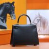 DR96 Factory Kelly Shiny Box Leather CK89 Black Gold Hardware 25cm Full Handmade