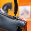 DR96 Factory Kelly Shiny Box Leather CK89 Black Gold Hardware 25cm Full Handmade