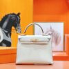 DR96 Factory Kelly Ostrich Leather Wool White Gold Hardware 25cm Full Handmade