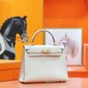 DR96 Factory Kelly Ostrich Leather Wool White Gold Hardware 25cm Full Handmade