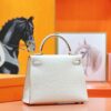 DR96 Factory Kelly Ostrich Leather Wool White Gold Hardware 25cm Full Handmade