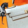 DR96 Factory Kelly Ostrich Leather Wool White Gold Hardware 25cm Full Handmade
