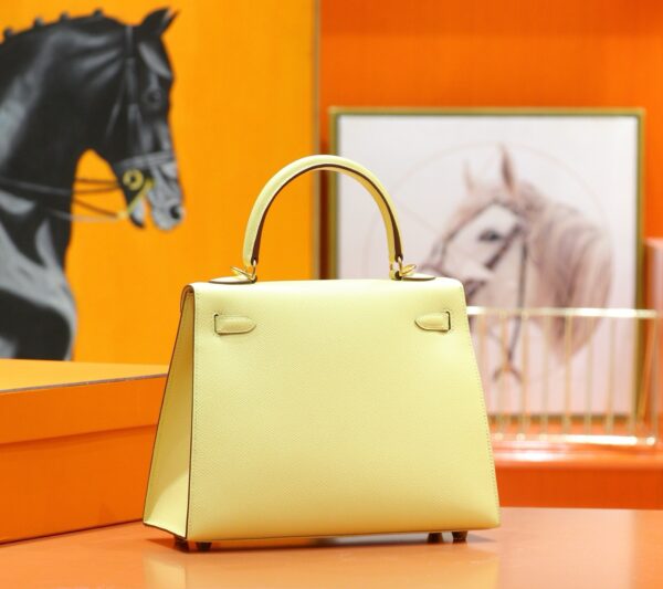 DR96 Factory Kelly Epsom Leather Lemon Yellow Gold Hardware 25cm Full Handmade