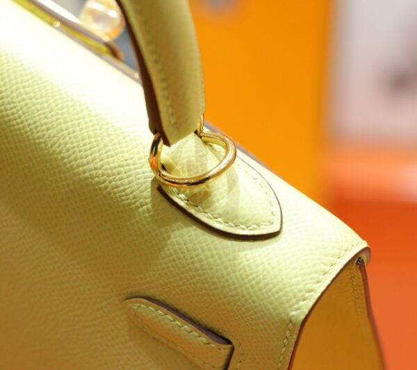 DR96 Factory Kelly Epsom Leather Lemon Yellow Gold Hardware 25cm Full Handmade