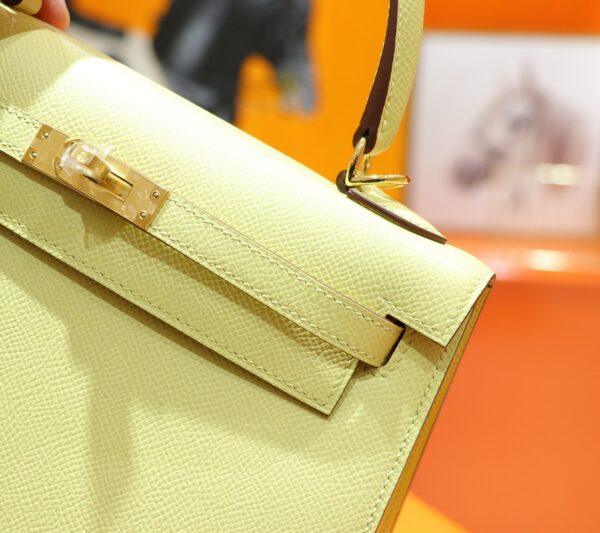 DR96 Factory Kelly Epsom Leather Lemon Yellow Gold Hardware 25cm Full Handmade