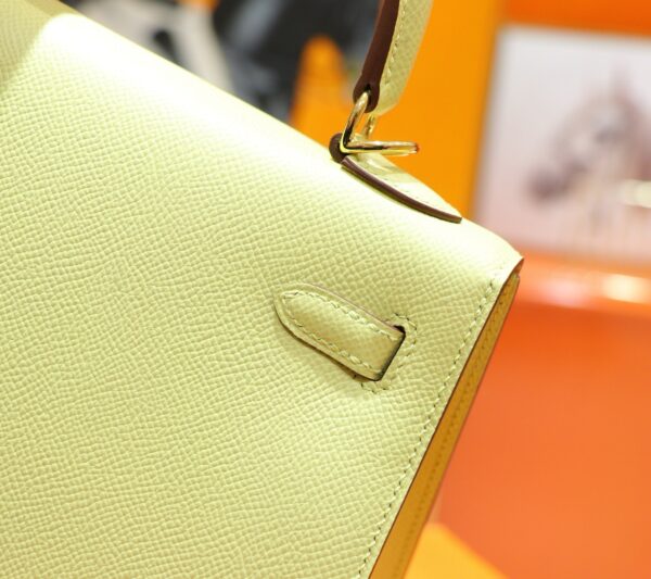 DR96 Factory Kelly Epsom Leather Lemon Yellow Gold Hardware 25cm Full Handmade
