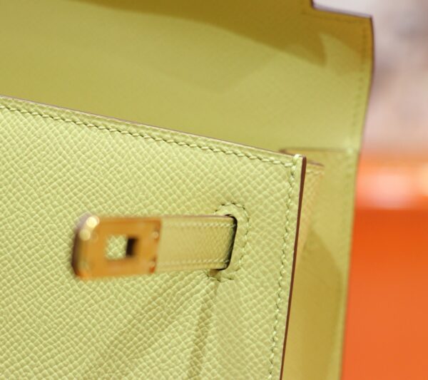 DR96 Factory Kelly Epsom Leather Lemon Yellow Gold Hardware 25cm Full Handmade