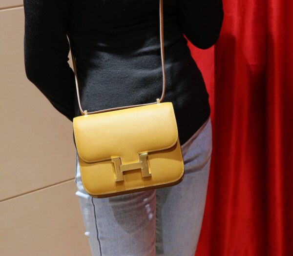 DR96 Factory Constance Epsom Leather Tea Khaki Gold Hardware 18cm Full Handmade