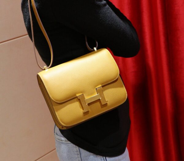 DR96 Factory Constance Epsom Leather Tea Khaki Gold Hardware 18cm Full Handmade