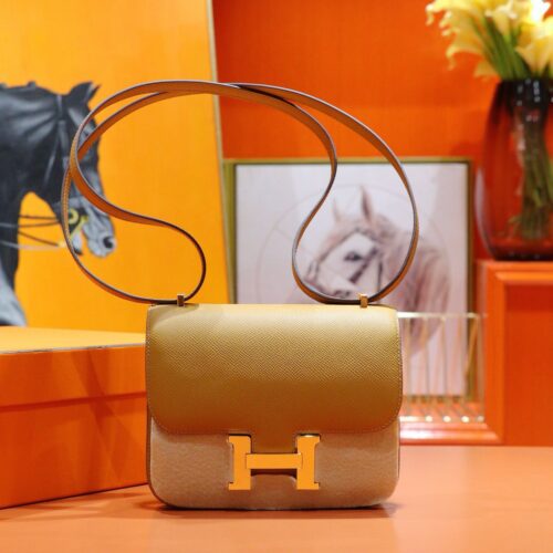 DR96 Factory Constance Epsom Leather Tea Khaki Gold Hardware 18cm Full Handmade