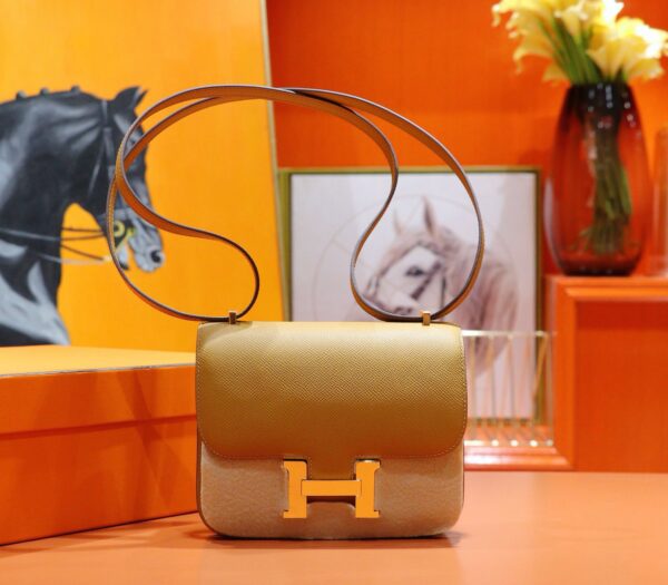 DR96 Factory Constance Epsom Leather Tea Khaki Gold Hardware 18cm Full Handmade
