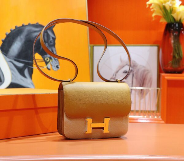 DR96 Factory Constance Epsom Leather Tea Khaki Gold Hardware 18cm Full Handmade