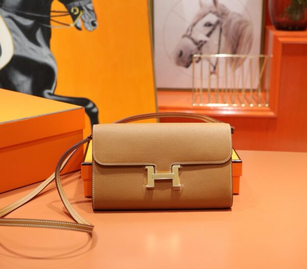 DR96 Factory Constance To Go Epsom Leather Golden Brown Gold Hardware 20cm Full Handmade