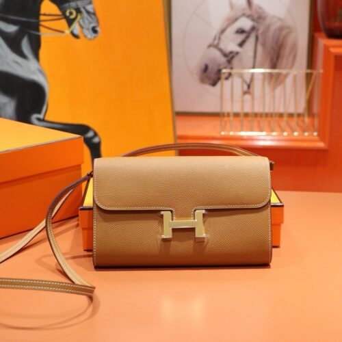 DR96 Factory Constance To Go Epsom Leather Etoupe Grey Gold Hardware 20cm Full Handmade
