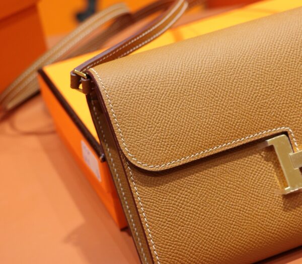 DR96 Factory Constance To Go Epsom Leather Etoupe Grey Gold Hardware 20cm Full Handmade