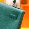 DR96 Factory Kelly Togo Leather Peacock Green Silver Hardware 25cm Full Handmade