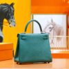DR96 Factory Kelly Togo Leather Peacock Green Silver Hardware 25cm Full Handmade