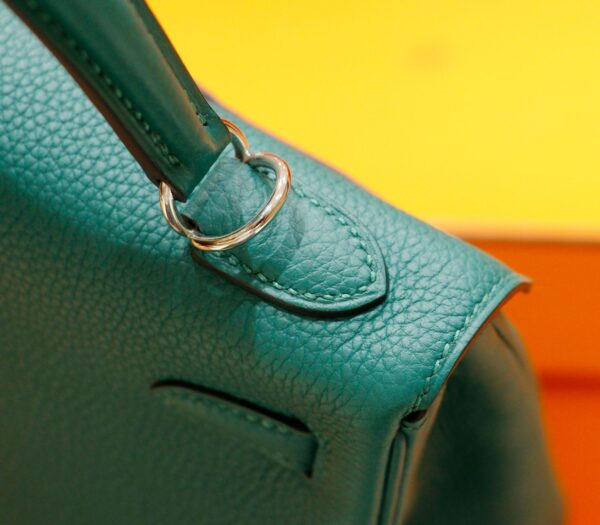 DR96 Factory Kelly Togo Leather Peacock Green Silver Hardware 25cm Full Handmade