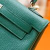 DR96 Factory Kelly Togo Leather Peacock Green Silver Hardware 25cm Full Handmade