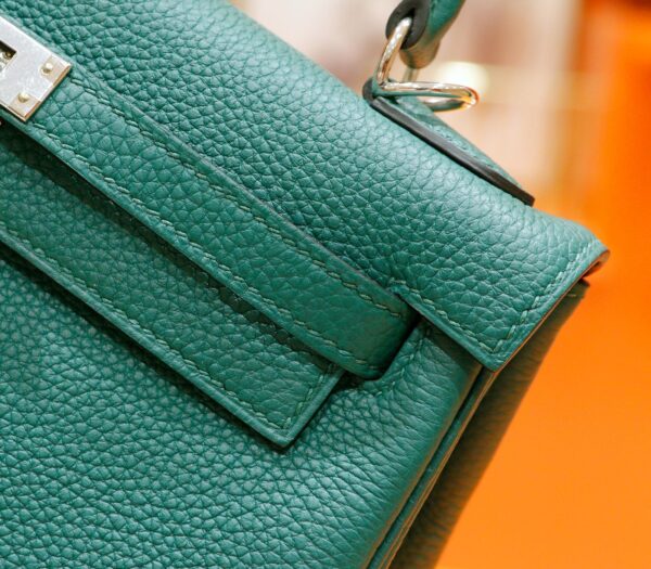 DR96 Factory Kelly Togo Leather Peacock Green Silver Hardware 25cm Full Handmade
