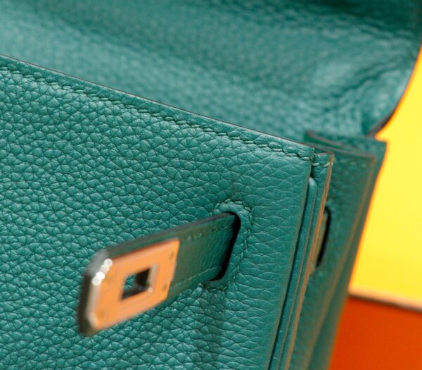 DR96 Factory Kelly Togo Leather Peacock Green Silver Hardware 25cm Full Handmade
