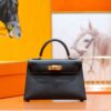 DR96 Factory Mini Kelly Swift Leather CK89 Black Gold Hardware 19cm Full Handmade